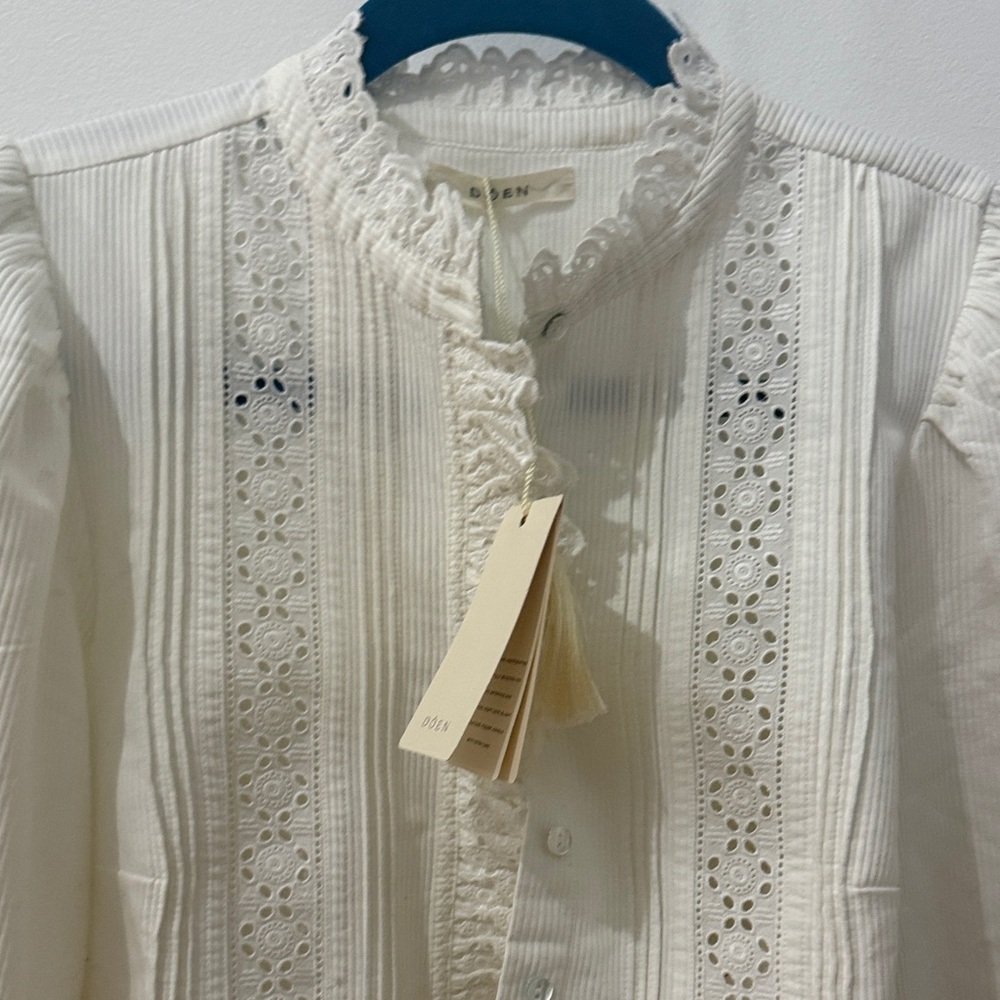 DÔEN Vermont ribbed broderie anglaise cotton shirt - Picture 9 of 16